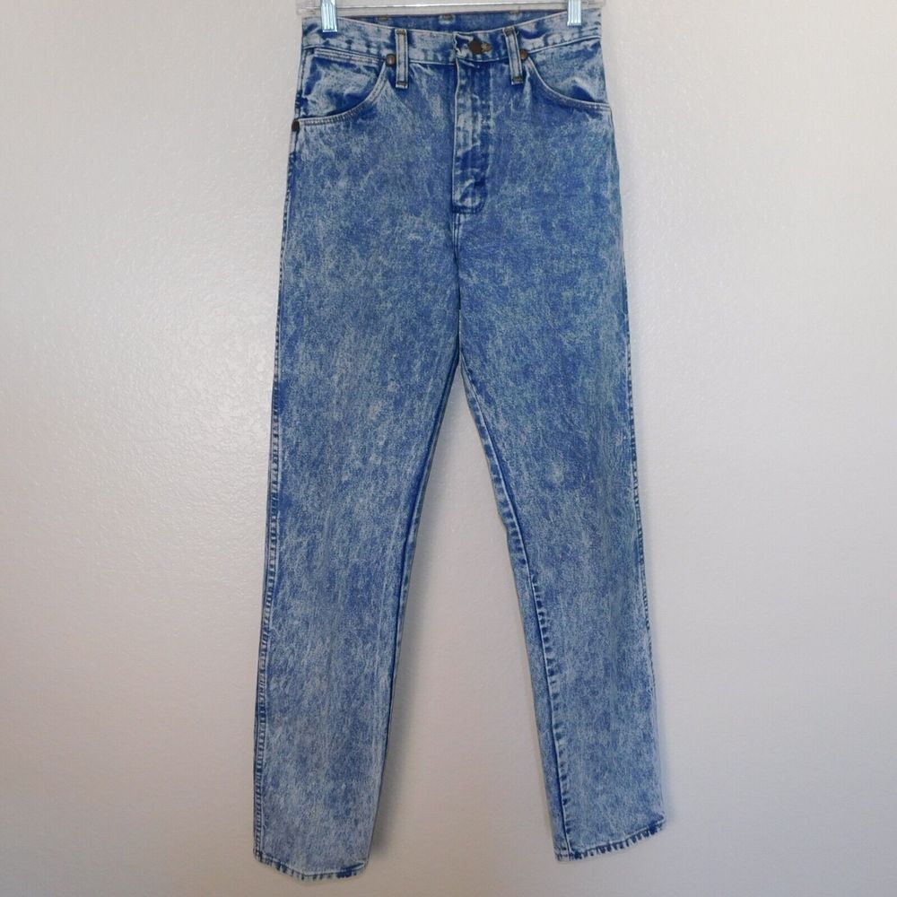 Wrangler Jeans Women Size 9 Cowboy USA Made 13MHDG Blue Acid Wash Vintage 80s